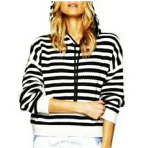 Sanctuary | Women's Black & White Harlowe Striped Hoodie (Size Small)